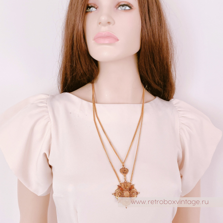 FLORENZA Комплект "Маркиза: медовые кристаллы" ожерелье и клипсы