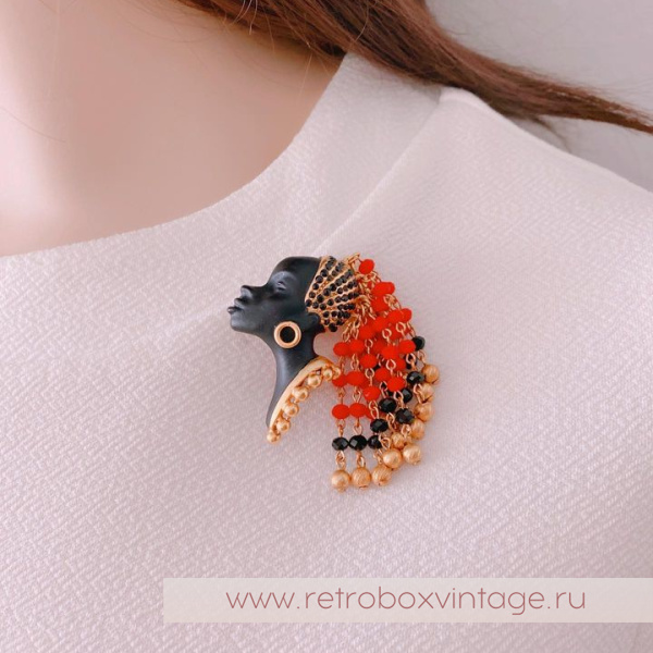 ASKEW LONDON Брошь «Амазонка с косичками» Коллекция Blackamoor / Блэкамуры