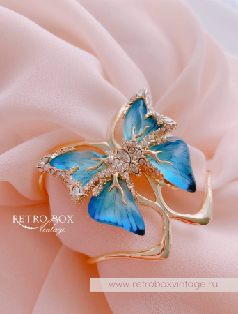 ALEXIS BITTAR Браслет-каф "Голубая бабочка" Коллекция Jardin mysteré azure blue