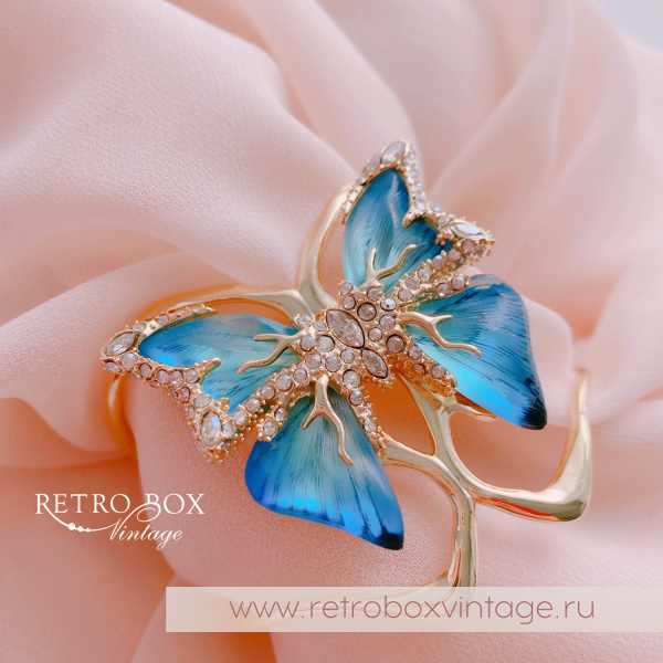 ALEXIS BITTAR Браслет-каф "Голубая бабочка" Коллекция Jardin mysteré azure blue