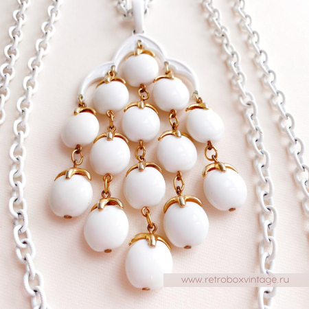 TRIFARI Ожерелье «Водопад: белый в золоте и белой эмали»