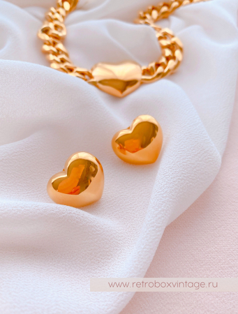 UVELINA Серьги-пусеты "Золотое сердце"