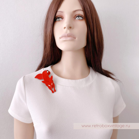 LEA STEIN Брошь «Красная лиса с белыми глазками»