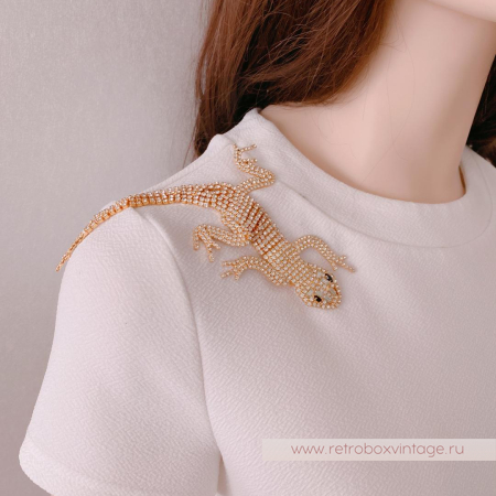 Брошь наплечная «Кристальная ящерка» NO NAME 