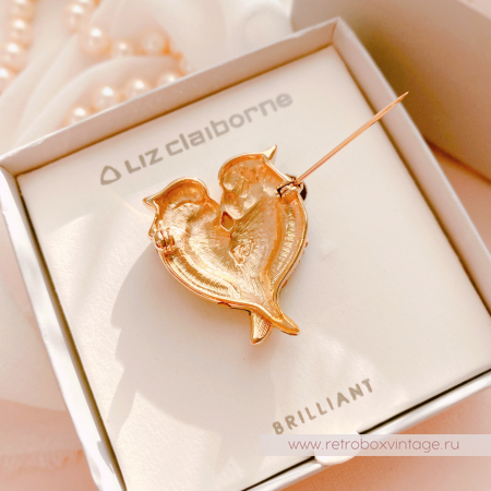 LIZ CLAIBORNE Брошь "Птицы-неразлучники - сердце любви"