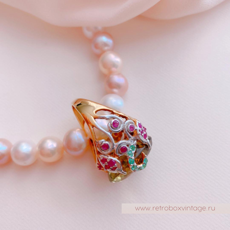 Кольцо «Оливия» (серебро 925, цитрин, рубин, изумруд) 7,5"