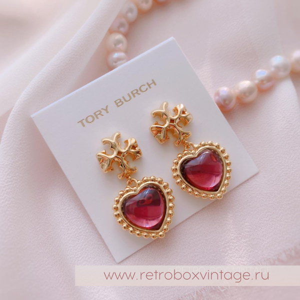 TORY BURCH Серьги «Пурпурное сердце»