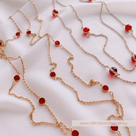 NO NAME Нить с безелями «Алый цвет»