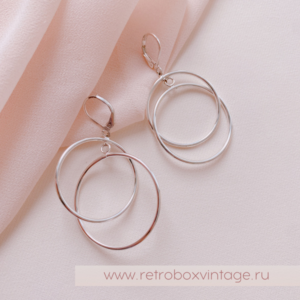 JOAN RIVERS Серьги "Двойные кольца: серебро"