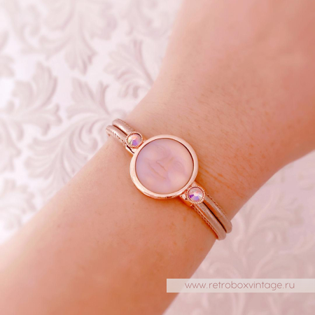 KIRKS FOLLY Браслет «Персиковая луна в розовом золоте» кожаный ремешок