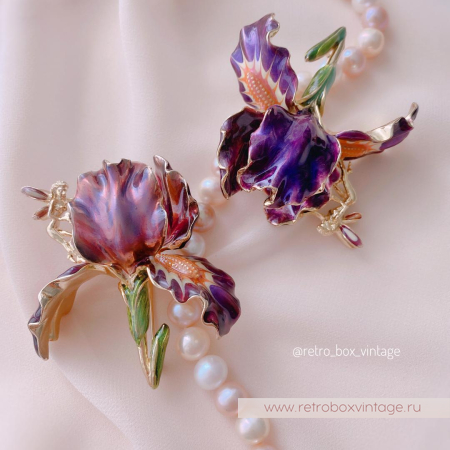 KIRKS FOLLY Брошь «Фиолетовый ирис с феей»