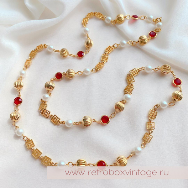 NO NAME Ожерелье «Рубиния: нить безелей с жемчугом»