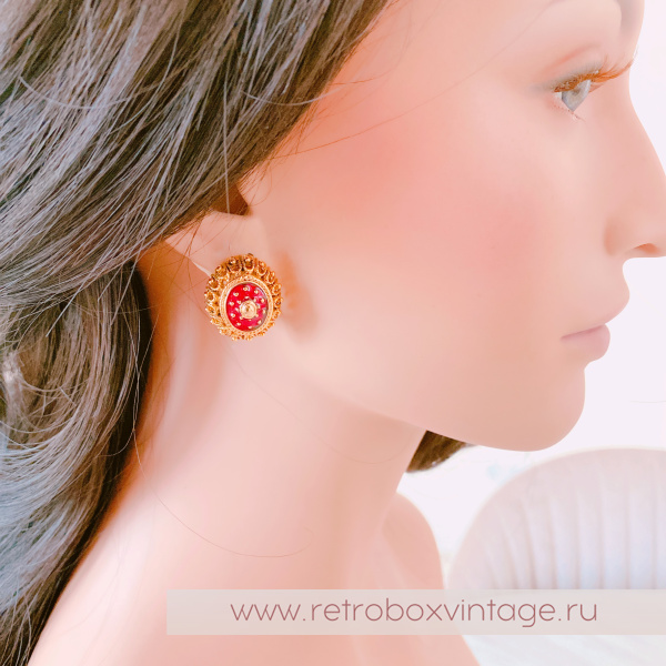 JOAN RIVERS Клипсы «Имперские Фаберже: красная эмаль"