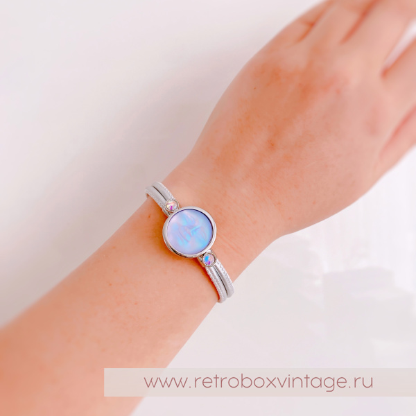 KIRKS FOLLY Браслет «Лунный свет: лавандовая в серебре на кожаном ремешке»