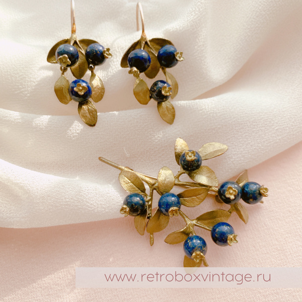 MICHAEL MICHAUD Серьги "Черника: три ягодки" (натуральный лазурит)