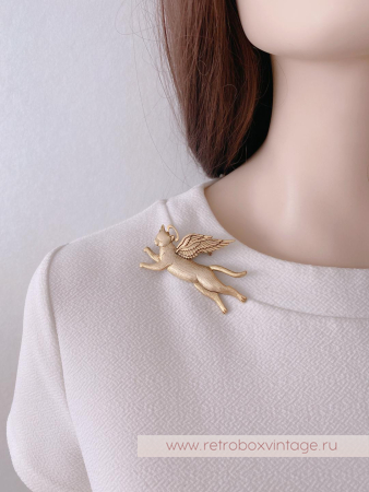 JJ / JONET JEWELRY Брошь «Котик-ангел: золото»