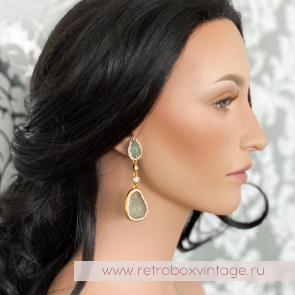 KARA ROSS Серьги «Зеленые самоцветы»