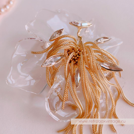 ALEXIS BITTAR Брошь «Орхидея Офелия - цветок воды» с цепочками