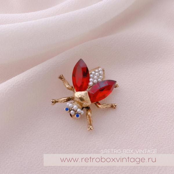 SWEET ROMANCE Две броши «Пчелки полевых цветов: сине-красные в золоте» (СКИДКА!)