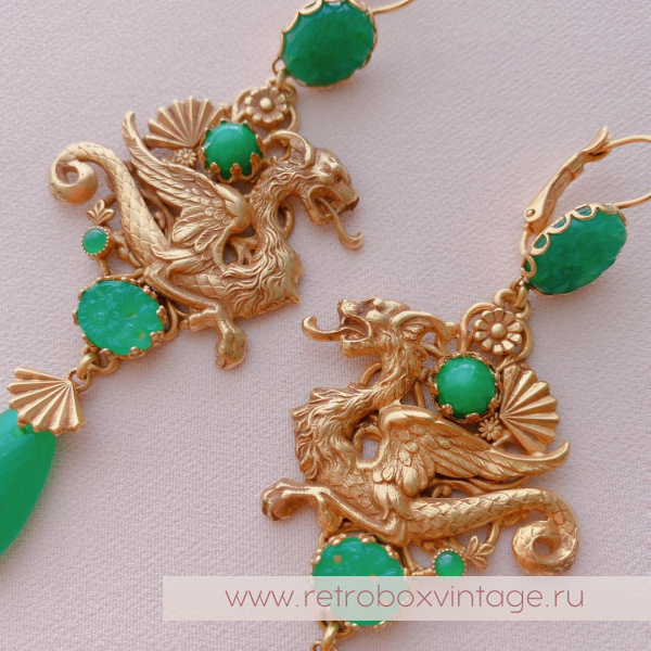 ASKEW LONDON Серьги "Императорские драконы"с пекинским стеклом (веер, левербэк) ASKEW LONDON Серьги "Императорские драконы"с пекинским стеклом (веер, левербэк)