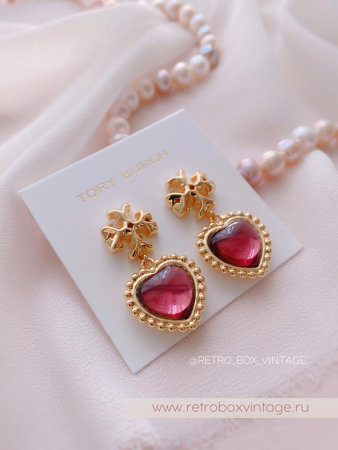 TORY BURCH Серьги «Пурпурное сердце»