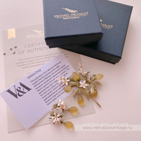 MICHAEL MICHAUD Брошь «Веточка лимона с цветами» музейная коллекция