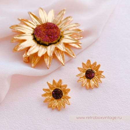 MICHAEL MICHAUD Брошь "Золотой подсолнух" (друза)