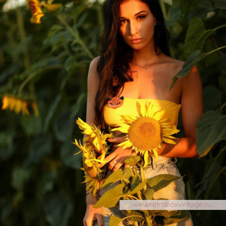 LEA STEIN Брошь «Кошечка: рыжий арлекин» черные глазки