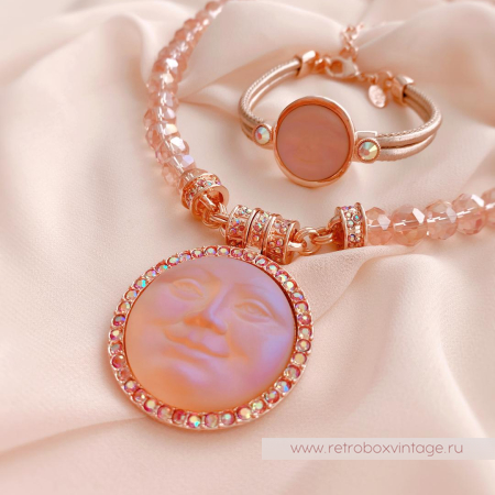 KIRKS FOLLY Браслет «Персиковая луна в розовом золоте» кожаный ремешок