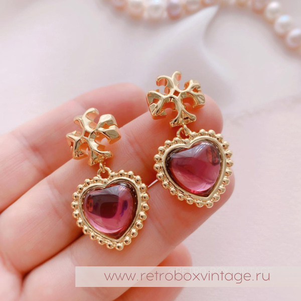 TORY BURCH Серьги «Пурпурное сердце»