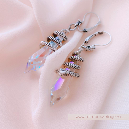 SWEET ROMANCE Комплект «Змейка и магический кристалл: прозрачный АВ в серебре»