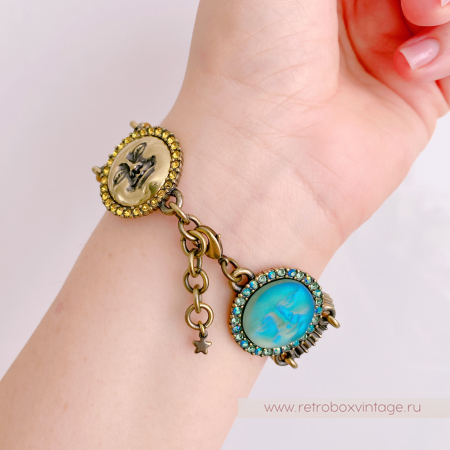 KIRKS FOLLY Браслет "Шесть лун: чередующиеся зеленые и бронзовые"