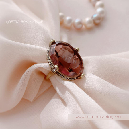 SWEET ROMANCE Кольцо «Богиня с инталией: аметист в бронзе» размер 8
