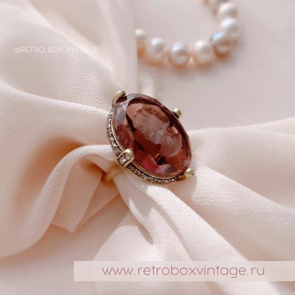 SWEET ROMANCE Кольцо «Богиня с инталией: аметист в бронзе» размер 8