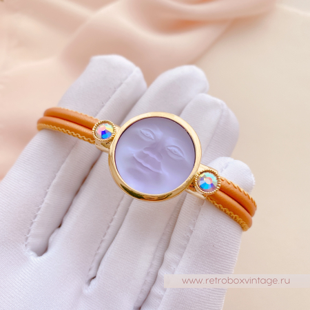 KIRKS FOLLY Браслет «Лунный свет: аметистовая в золоте на кожаном ремешке»