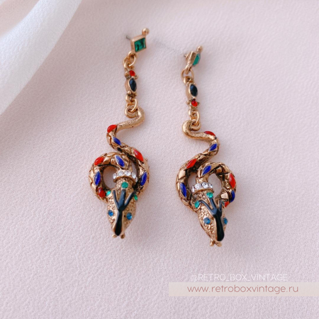 SWEET ROMANCE Серьги «Эмалевые змейки: золото»