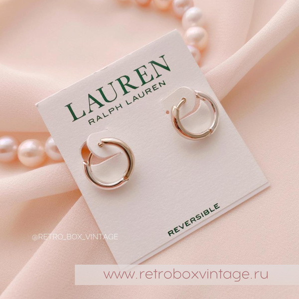 RALPH LAUREN / LAUREN Серьги двусторонние «Мини-кольца: золото-серебро»