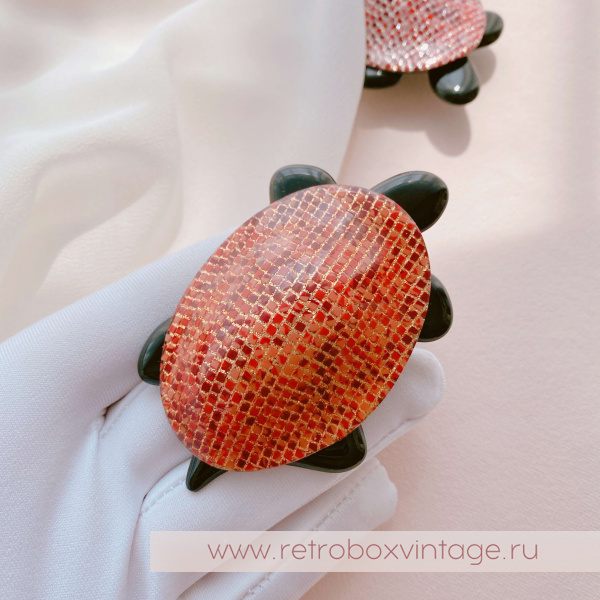 LEA STEIN Брошь «Черепаха: золотисто-коричневая мозаика»