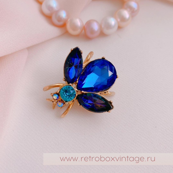 SWEET ROMANCE Трио брошей «Пчелки индиго: сине-фиолетовые в золоте» (3 шт)