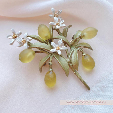 MICHAEL MICHAUD Брошь «Веточка лимона с цветами» музейная коллекция