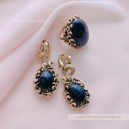 FIORE DI FIRENZE Серьги «Черный феникс» с соколиным глазом