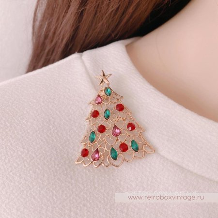 MONET Брошь «Кристальная елочка»