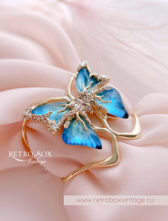 ALEXIS BITTAR Браслет-каф "Голубая бабочка" Коллекция Jardin mysteré azure blue
