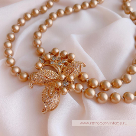 CAROLEE Ожерелье с брошью «Жемчужное золото и золотой цветок»