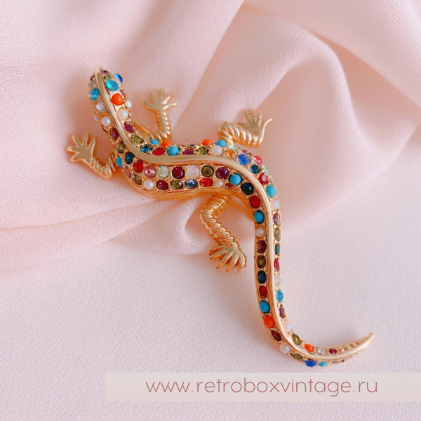 D’ORLAN Брошь «Разноцветная ящерица»