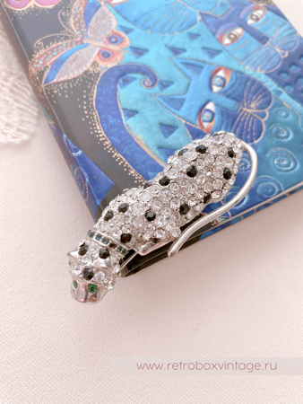 KJL / KENNETH J LANE  for AVON Брошь «Кристальный леопард с зелеными глазами»