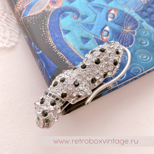 KENNETH J LANE for AVON Брошь «Кристальный леопард с зелеными глазами»