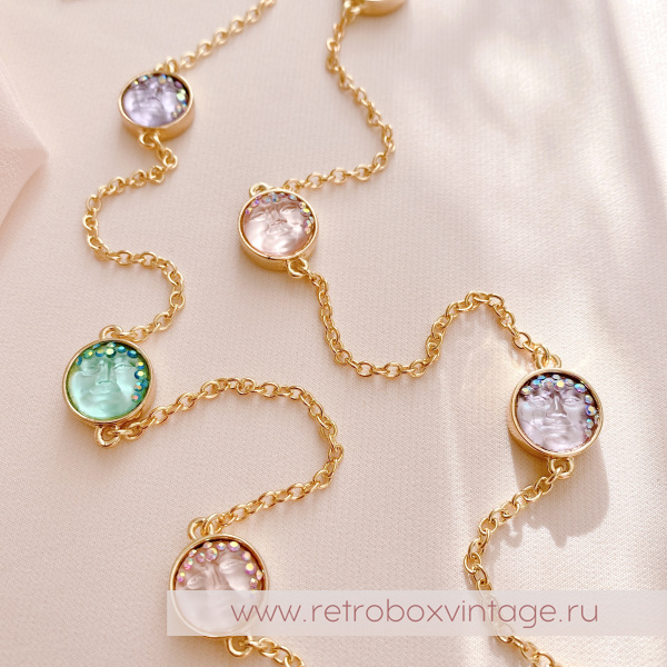 KIRKS FOLLY Ожерелье-цепь "Пастельные луны: золото" двусторонние