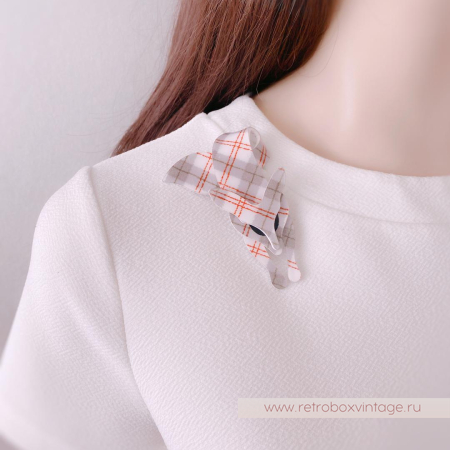 LEA STEIN Брошь «Лиса в клеточку: шотландка»