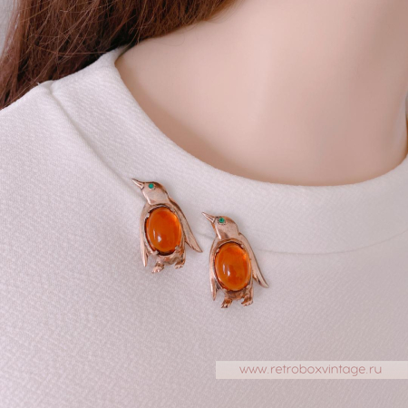 CORO Парные броши «Пингвины»